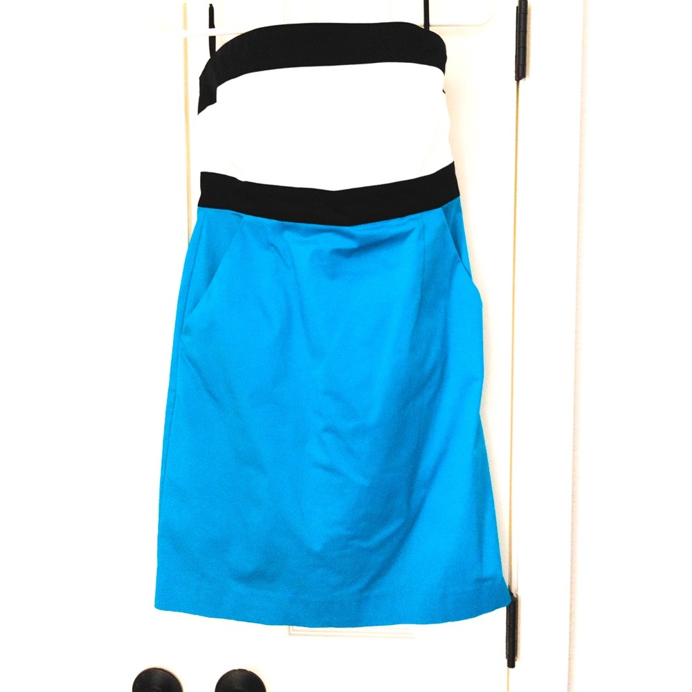 Blue (teal) NY & Co. color-block strapless dress